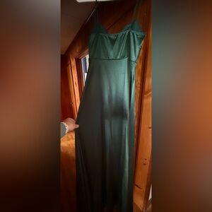 Windsor Deep Green Satin Maxi Dress